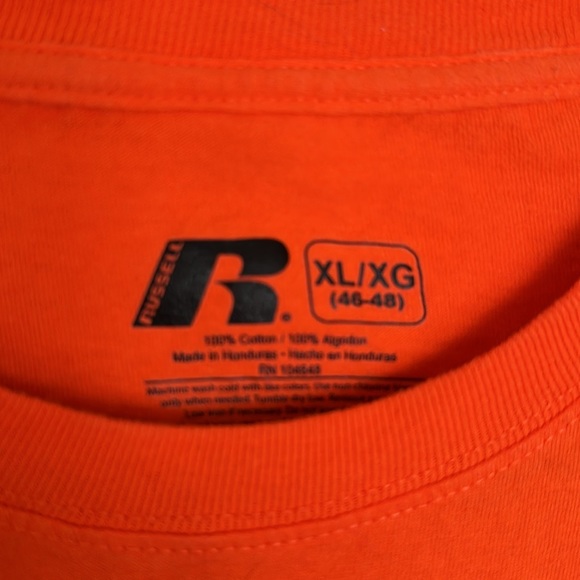 Auburn University Men’s Orange T-shirt - 100% cotton - size XL- Russell - Picture 2 of 5